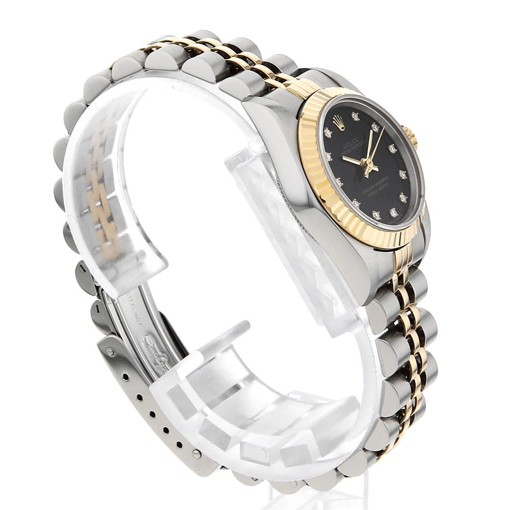 ロレックス オイスターパーペチュアル 11Pダイヤ 67193G ブラック 5列