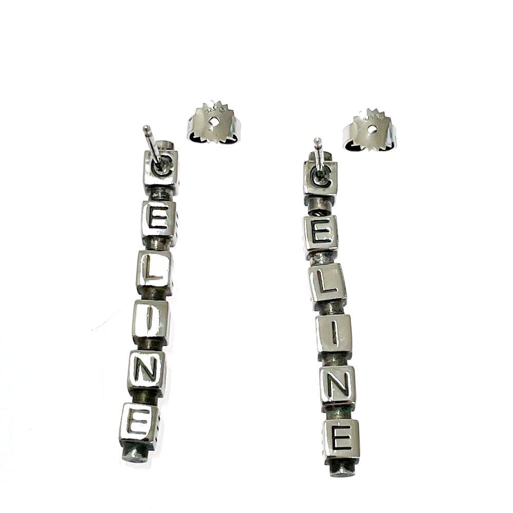 中古】CELINE セリーヌ シルバー ロゴ キューブ ピアス 9.4g 925刻印