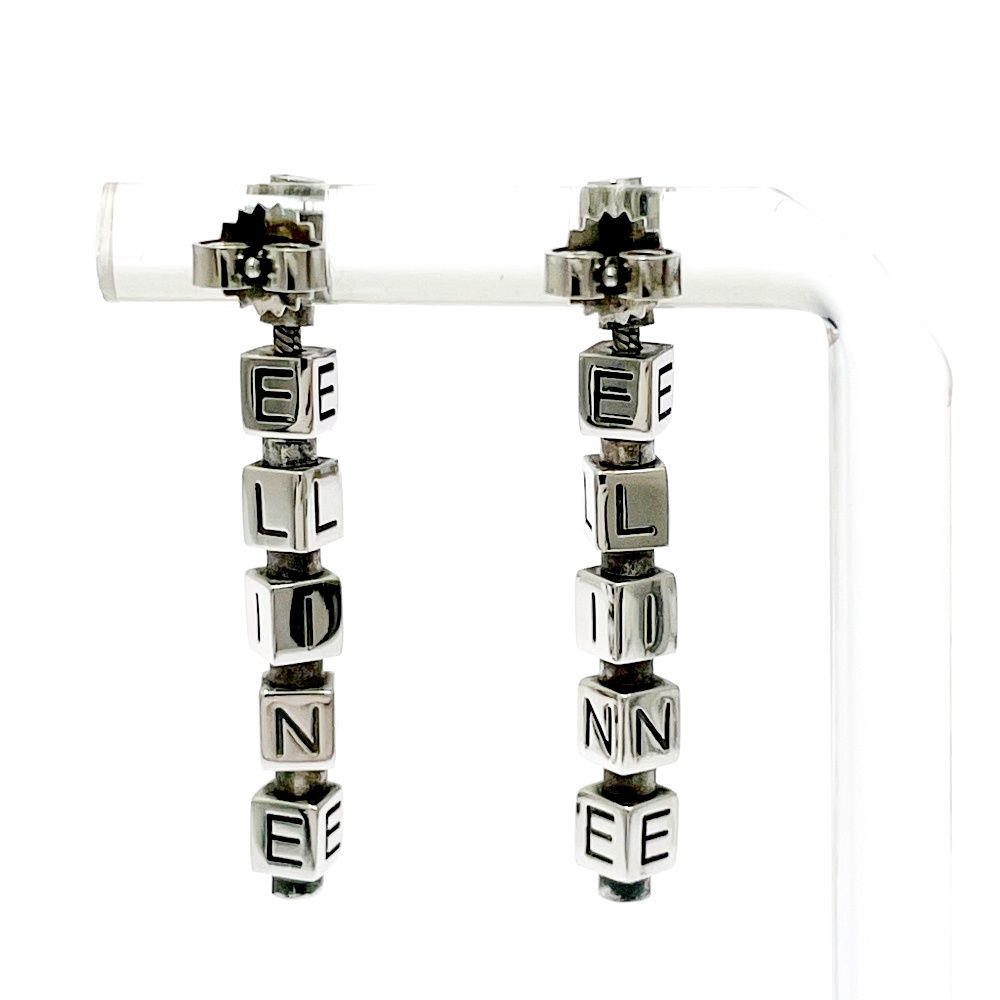 中古】CELINE セリーヌ シルバー ロゴ キューブ ピアス 9.4g 925刻印