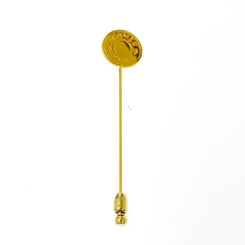 中古】HERMES エルメス GP セリエボタン ピンブローチ ゴールド 525839