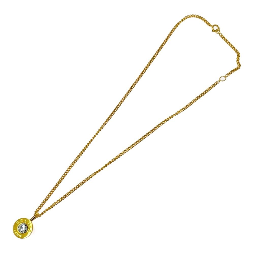 中古】CELINE セリーヌ GP ラインストーン ロゴ 92 ネックレス