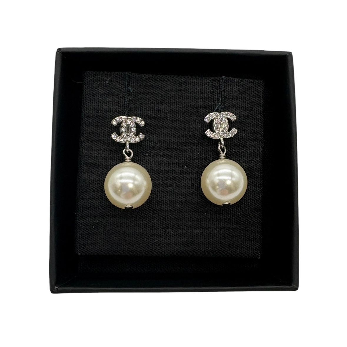 ♪3690 シャネル ピアス ココマーク CC ラインストーン パール
