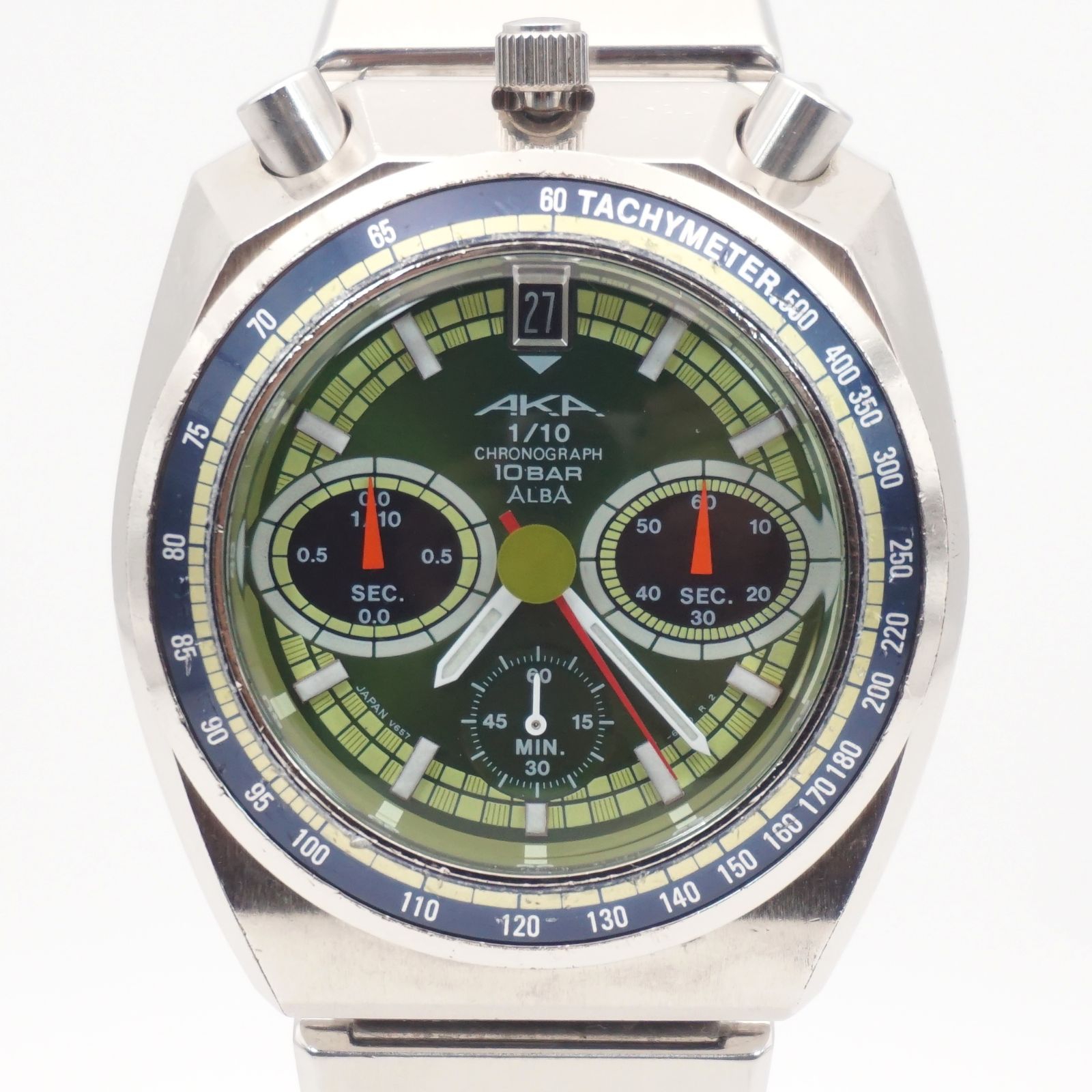 ALBA V657-6060 腕時計 AKA クォーツアナログ クロノグラフ ⭐ SEIKO セイコー ALBA AKA V657-6060 クォーツ クロノグラフ 1/10秒