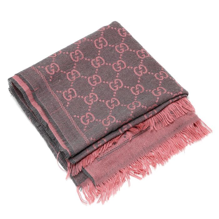グッチ ストール ショール マフラー GGジャカード ウール ピンク