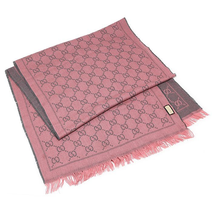 グッチ ストール ショール マフラー GGジャカード ウール ピンク