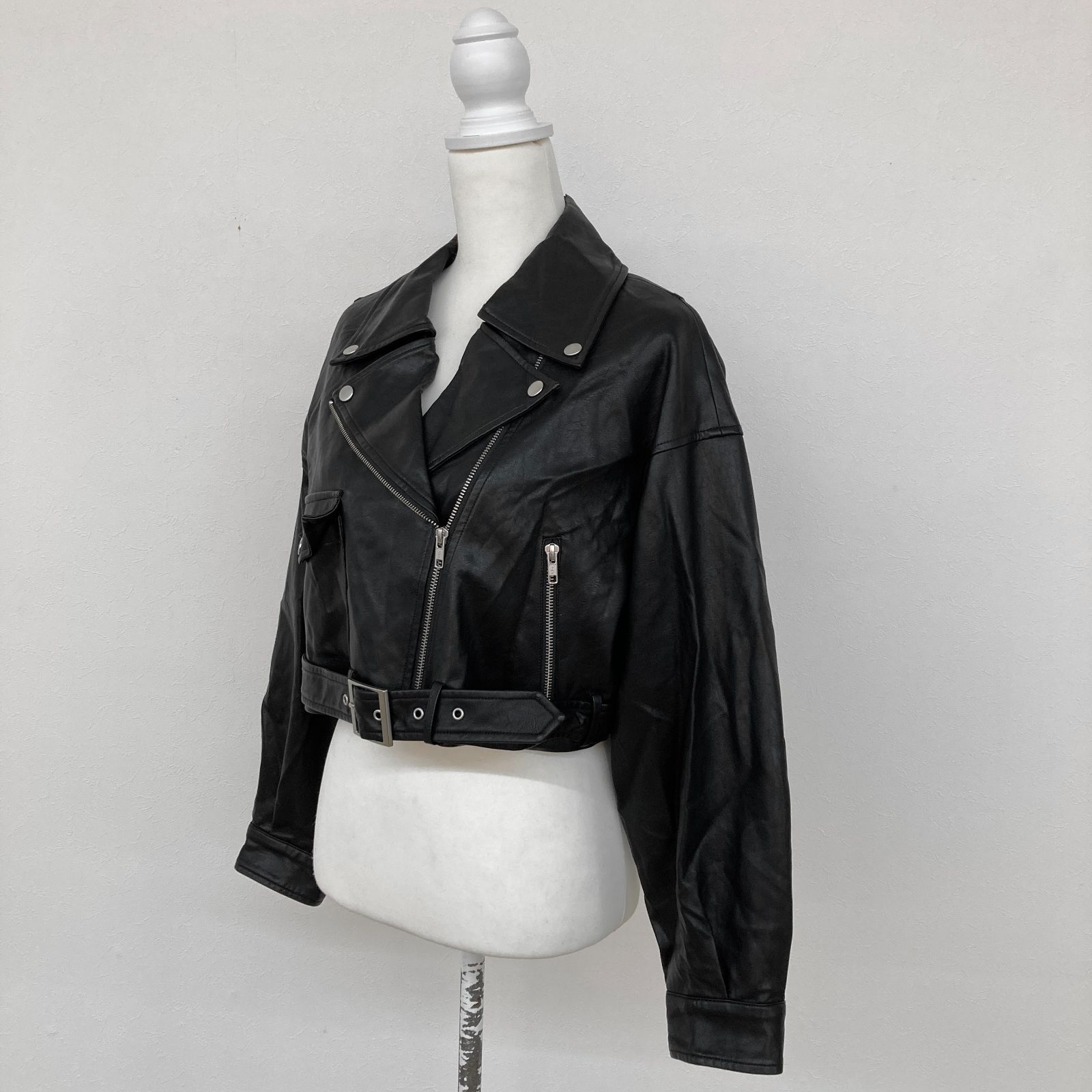 ☆ MURUA ☆ 黒 ライダース ジャケット MURUA（ムルーア） ジャケット ライダースジャケット ルーズライダース