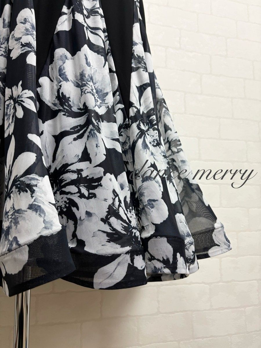 新品 社交ダンス 黒 白 グレー スカート タンゴ パーティ 0335 ワルツ