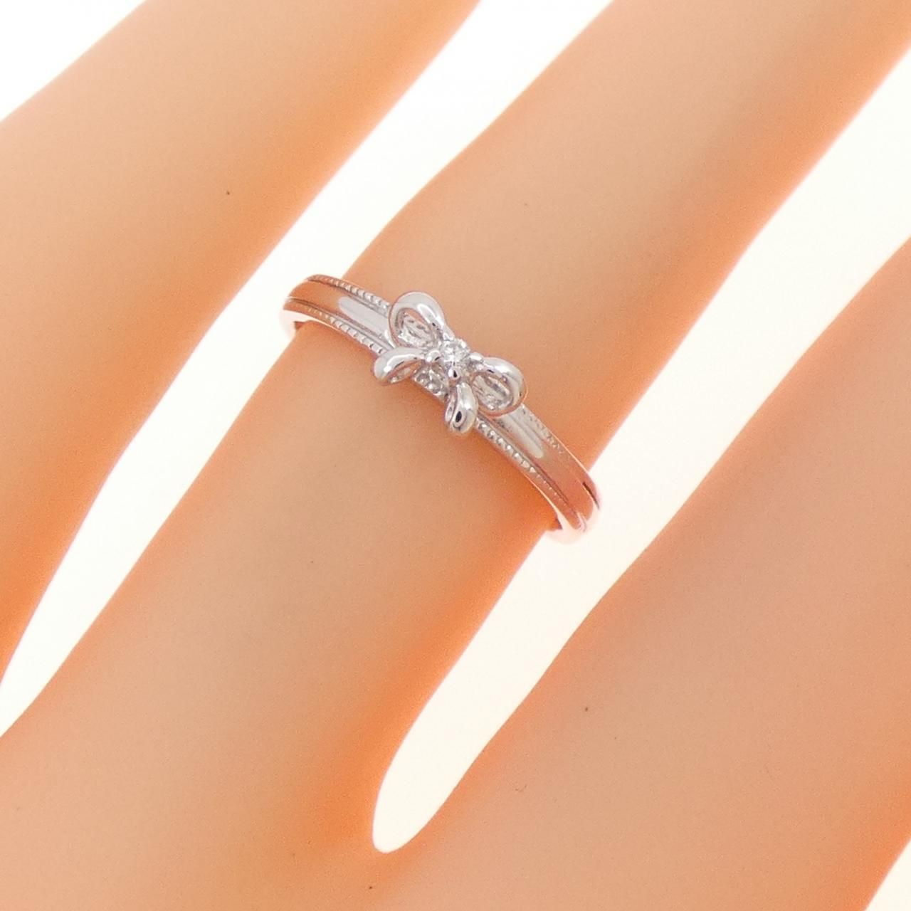 K18WG リボン ダイヤモンド リング 0.01CT 【公式通販】