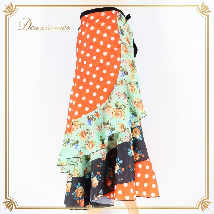 フラメンコ 衣装 巻きスカート スカート ファルダ フリル 水玉 ドット