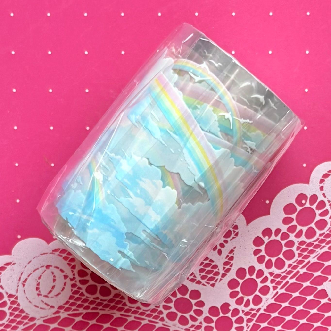 8719】海外 マステ 5m巻売り PETマスキングテープ 雲 半透明 PET 云端