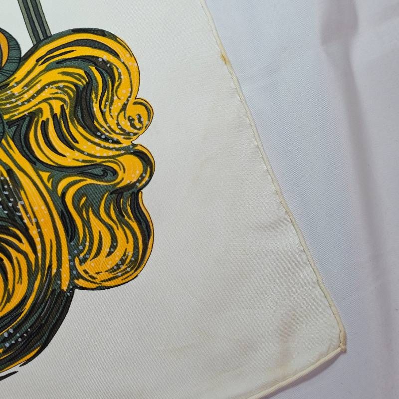 希少】エルメス カレ90 王室の馬小屋 スカーフ シルク 白 - メルカリ