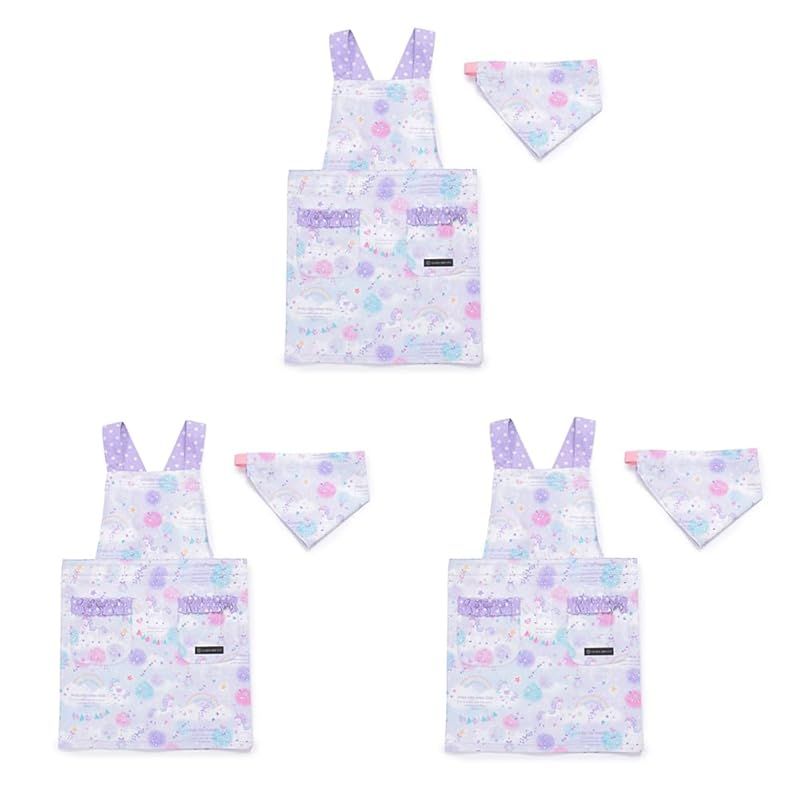 COLORFUL CANDY STYLE バッククロス子どもエプロン(100～120cm) ユニコーンファンタジー 3枚セット 女の子 かわいい 子供用 子供 こども エプロン 三角巾 セット キッズエプロン 子供用 幼児 小学生 可愛い かわいい おしゃ 1