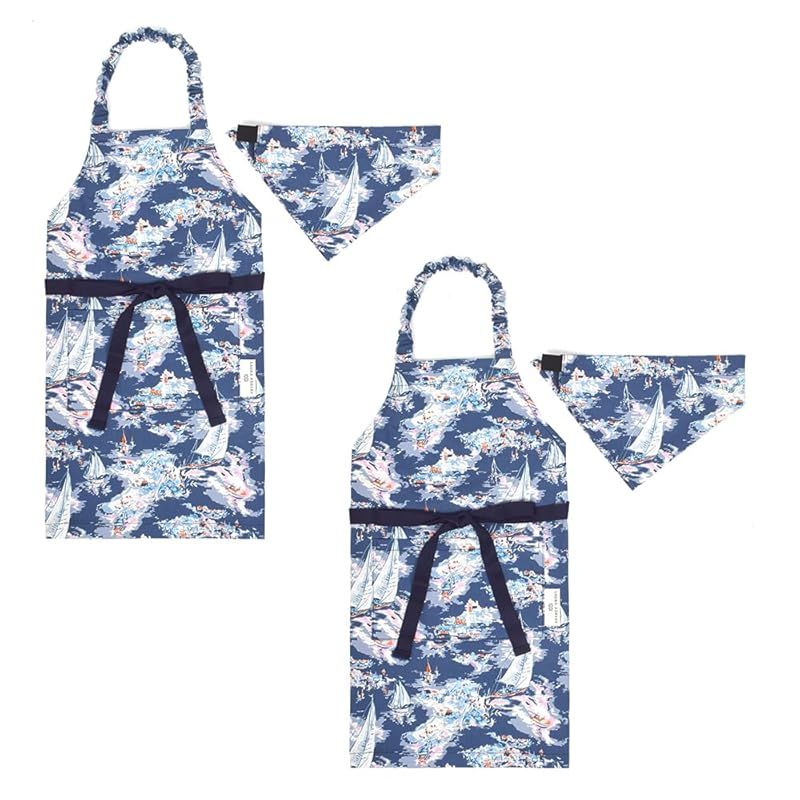 LAURA ASHLEY/COLORFUL CANDY STYLE 子どもエプロン(100～120cm) Riviera 2枚セット おしゃれ 子供用 子供 こども エプロン 三角巾 セット ゴム キッズエプロン おしゃれ 幼児 小学生 かわいい 小学校 1