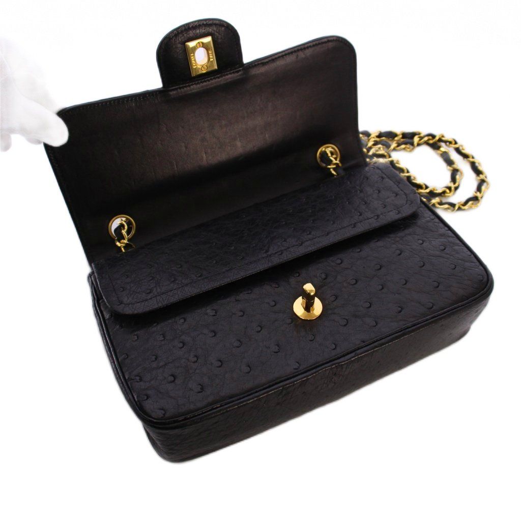 CHANEL オーストリッチレザー ショルダーバッグ シャネル シャネル CHANEL オーストリッチ ココマーク ターンロック ショルダー