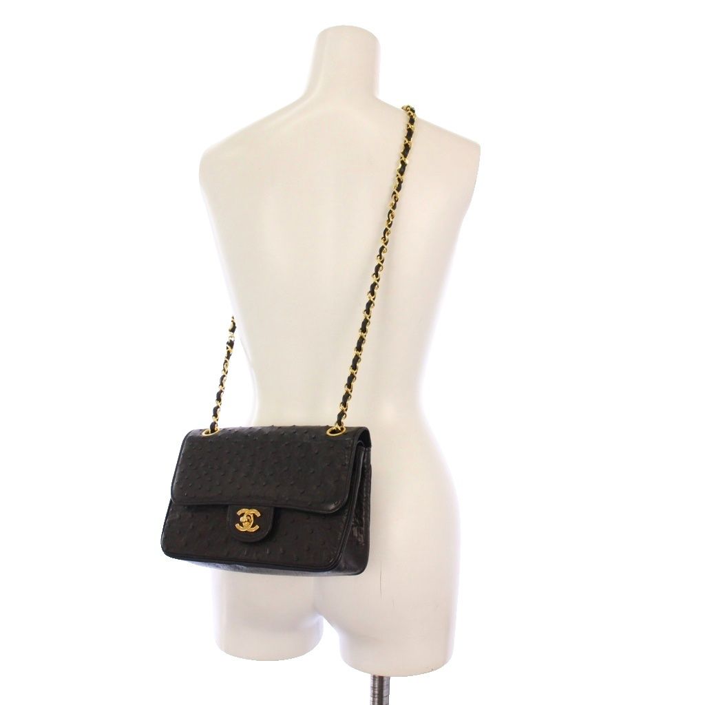CHANEL オーストリッチレザー ショルダーバッグ シャネル シャネル CHANEL オーストリッチ ココマーク ターンロック ショルダー