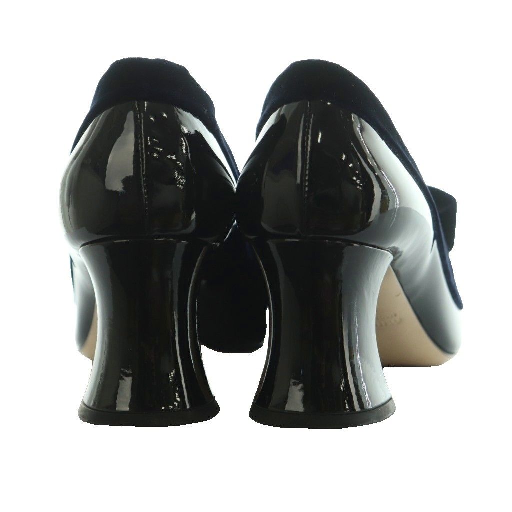 ミュウミュウ miumiu パンプス チャンキーヒール リボン 35.5 22.5cm