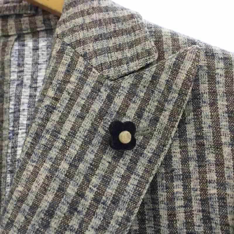 ④ラルディーニ　テーラードジャケット　42 ブートニエール付き ラルディーニ LARDINI ダブル ストライプ ブートニエール テーラード