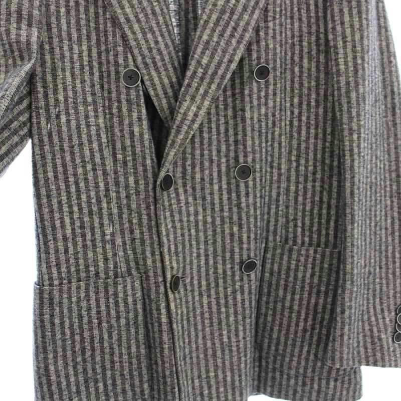 大きいサイズ ラルディーニ ダブルテーラードジャケット ブートニエール XL相当 ラルディーニ LARDINI ダブル ストライプ ブートニエール テーラード
