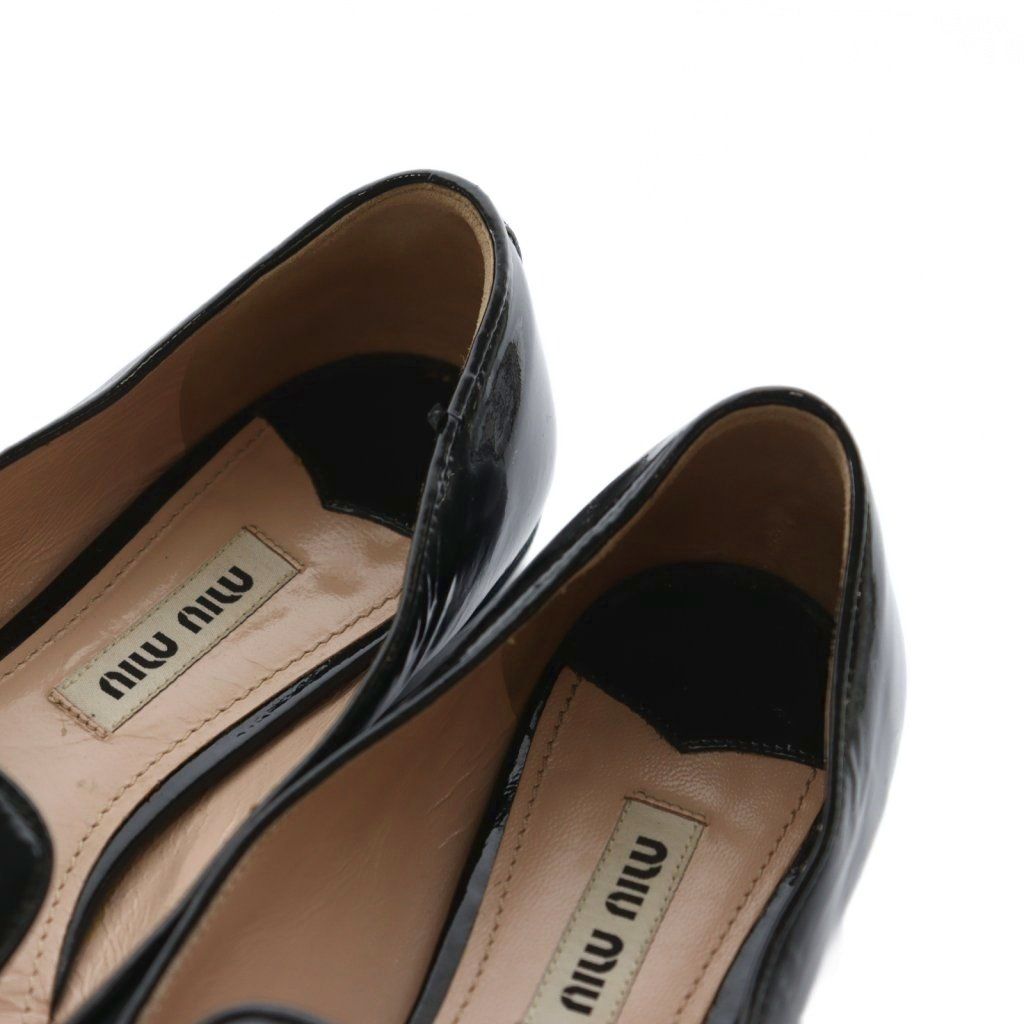 ミュウミュウ miumiu フラットシューズ ローファー エナメル 34.5 黒
