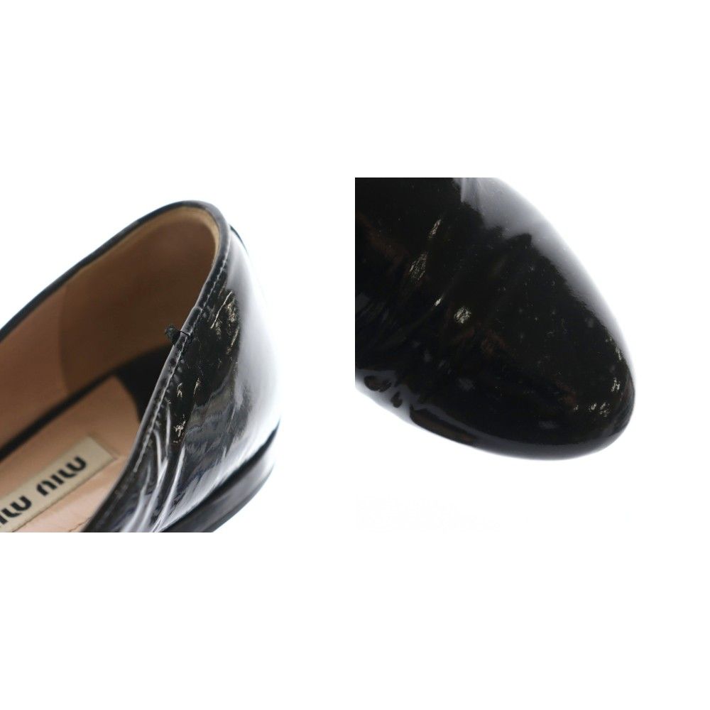 ミュウミュウ miumiu フラットシューズ ローファー エナメル 34.5 黒