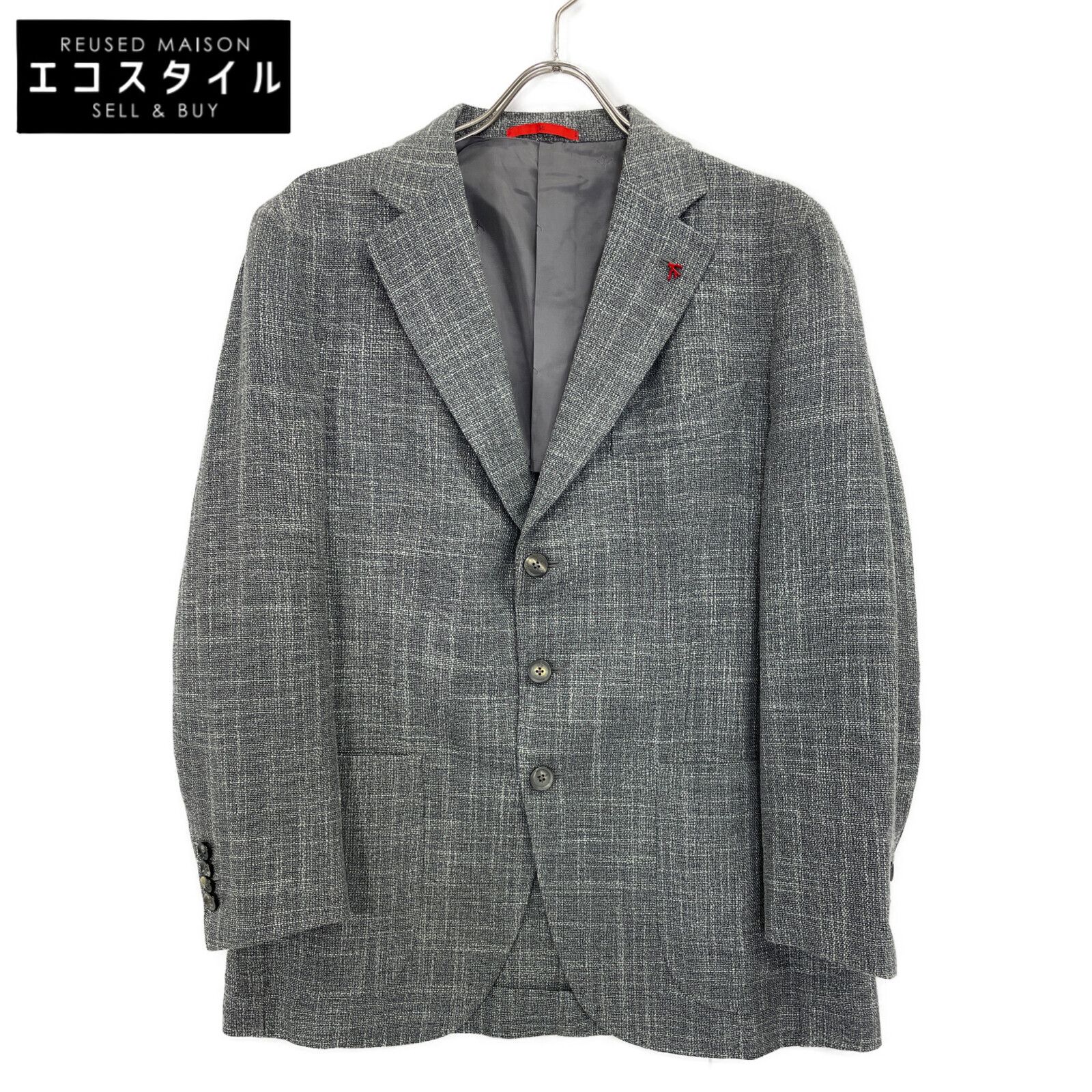 ISAIA イザイア ｸﾞﾚｰ ｳｰﾙｼﾙｸ SAILOR 3Bﾃｰﾗｰﾄﾞｼﾞｬｹｯﾄ 50 - メルカリ