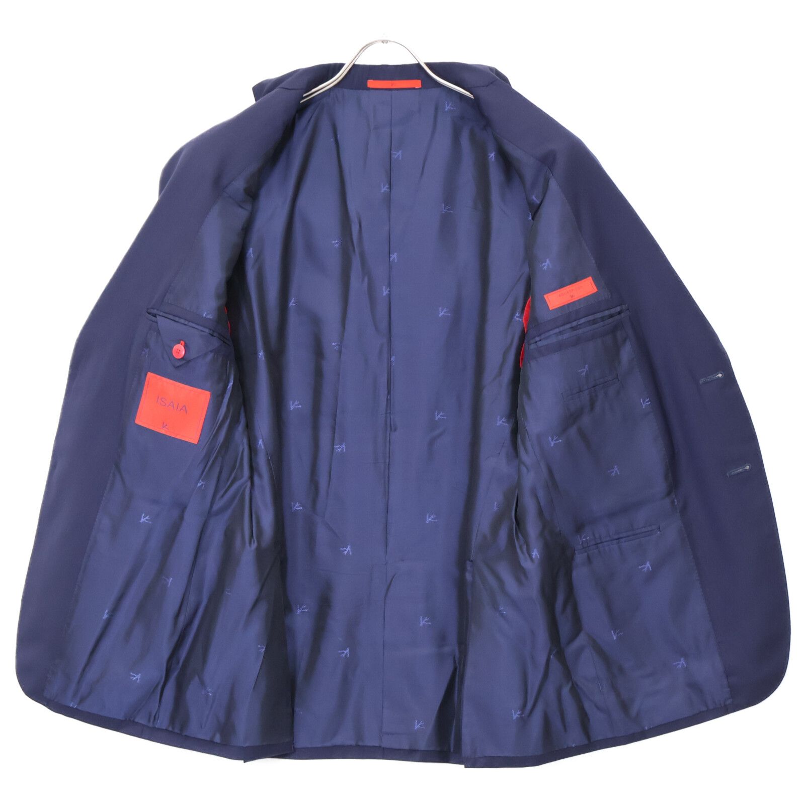 ISAIA イザイア ﾈｲﾋﾞｰ ｳｰﾙ GREGORY ｱｸｱｽﾊﾟｲﾀﾞｰ ｼﾝｸﾞﾙ 2B ｽｰﾂ 46 8R