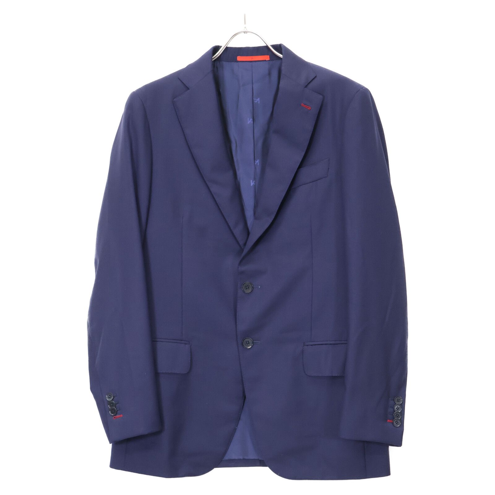 ISAIA イザイア ﾈｲﾋﾞｰ ｳｰﾙ GREGORY ｱｸｱｽﾊﾟｲﾀﾞｰ ｼﾝｸﾞﾙ 2B ｽｰﾂ 46 8R