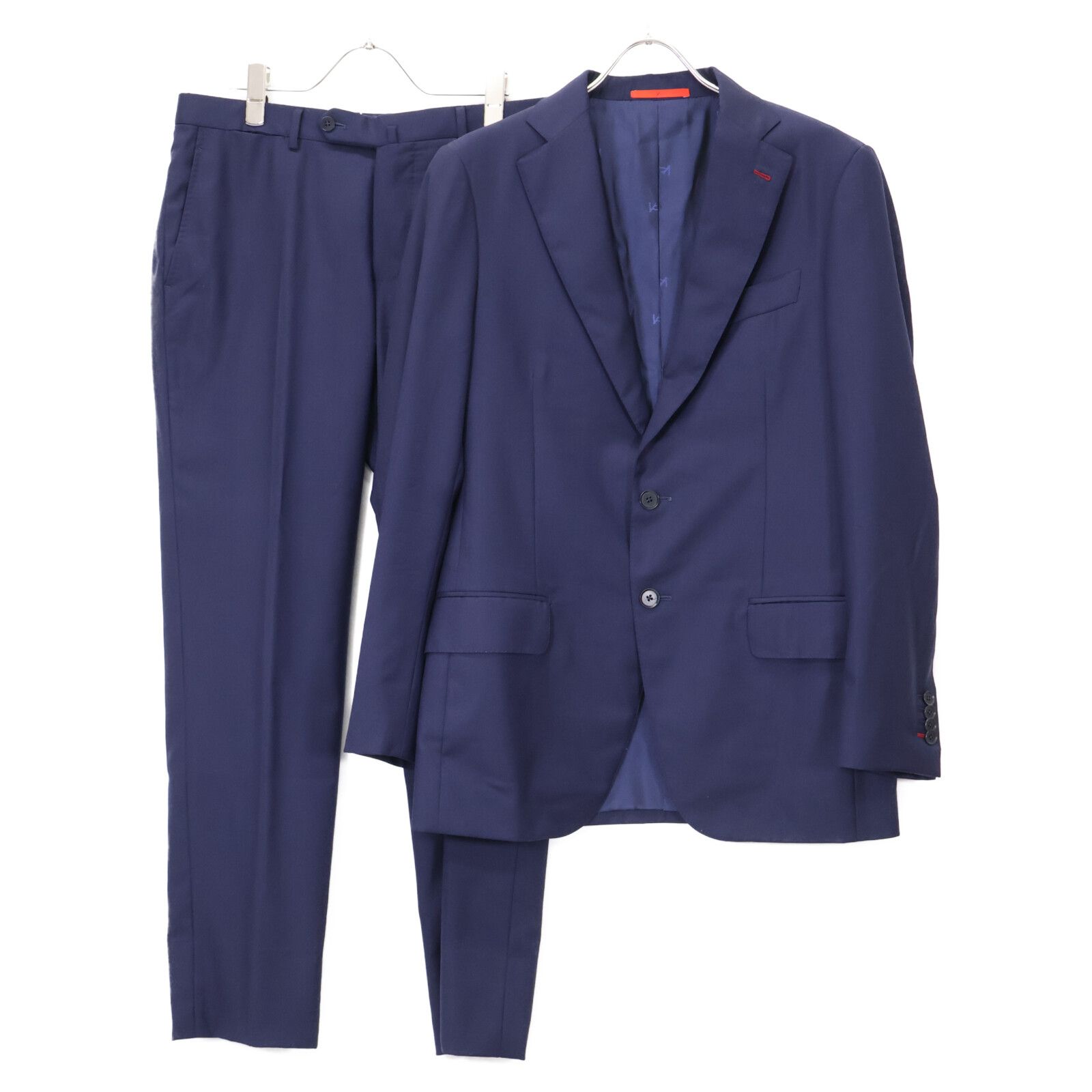 ISAIA イザイア ﾈｲﾋﾞｰ ｳｰﾙ GREGORY ｱｸｱｽﾊﾟｲﾀﾞｰ ｼﾝｸﾞﾙ 2B ｽｰﾂ 46 8R