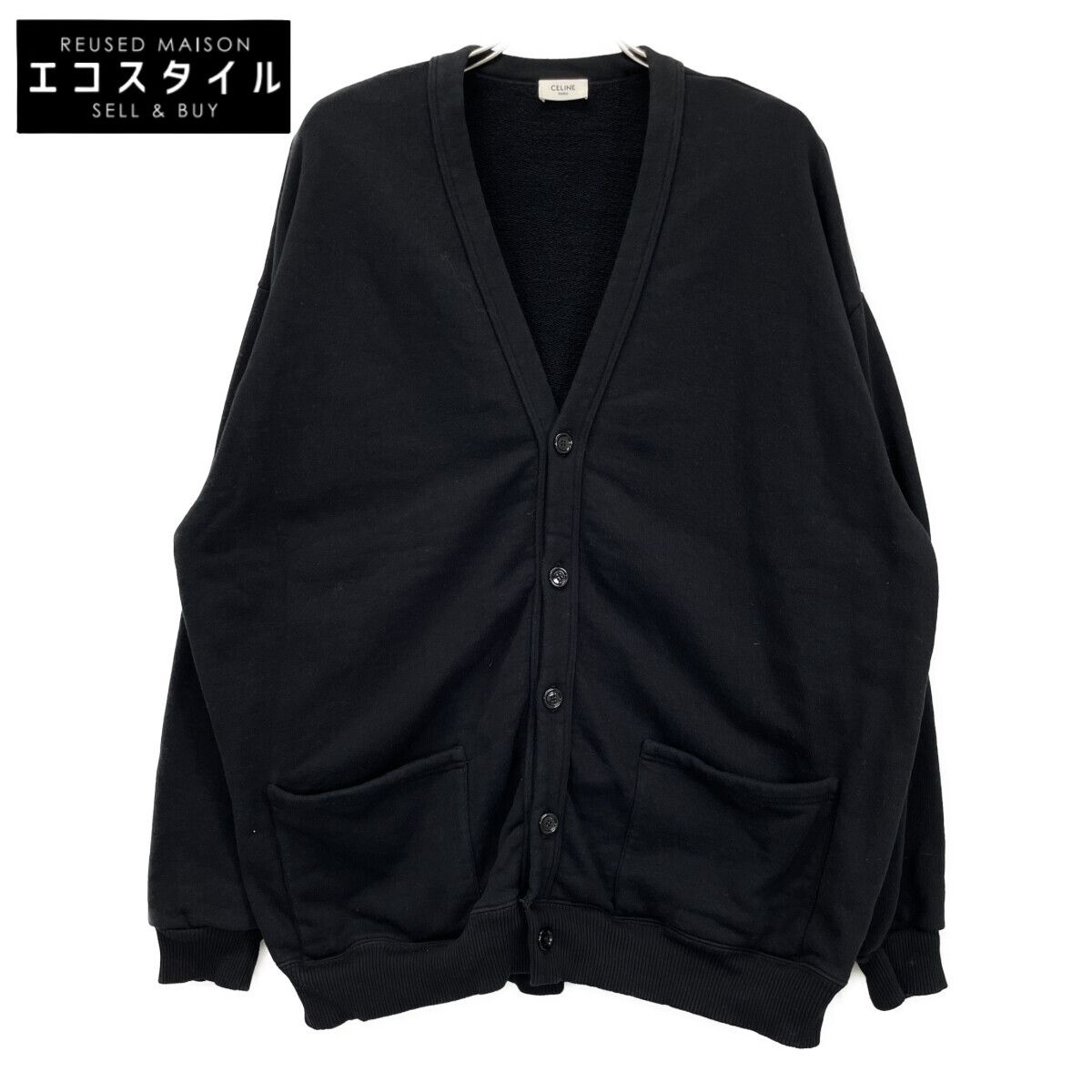 CELINE セリーヌ ﾌﾞﾗｯｸ ﾊﾞｯｸﾛｺﾞ ｽｳｪｯﾄｶｰﾃﾞｨｶﾞﾝ L - メルカリ