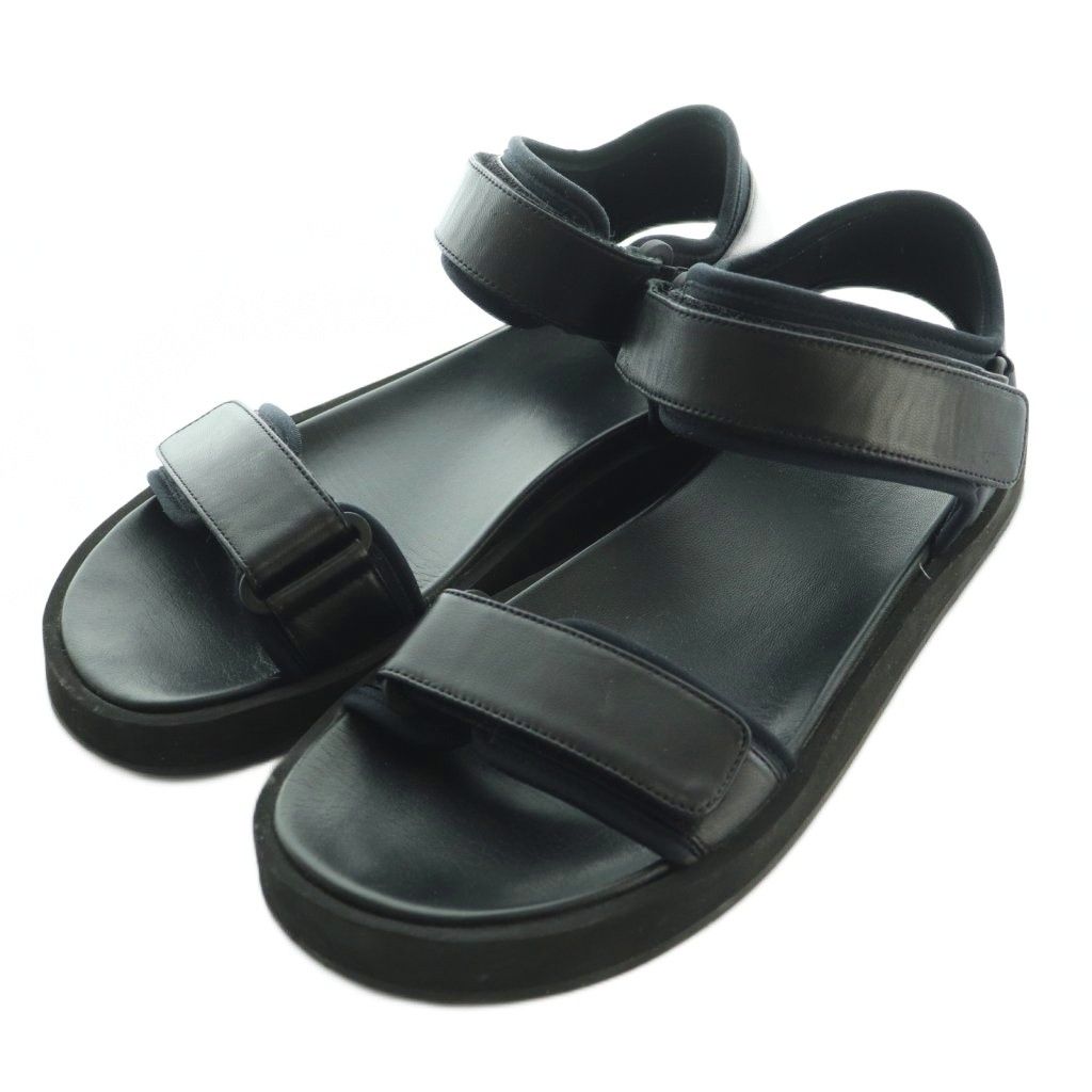 ザロウ THE ROW HOOK-AND-LOOP フラットサンダル 38 黒 ブラック /SS