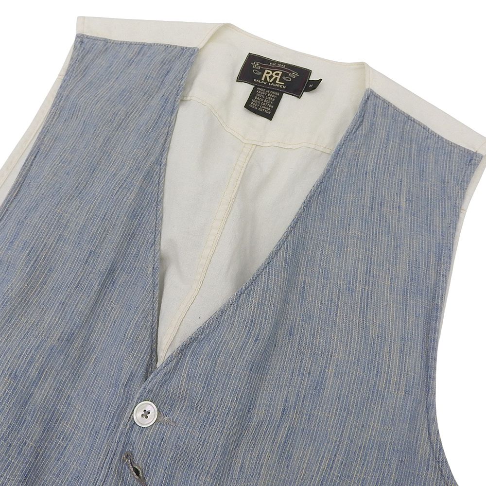 RRL ダブルアールエル インディゴ リネン ストライプ ワークベスト