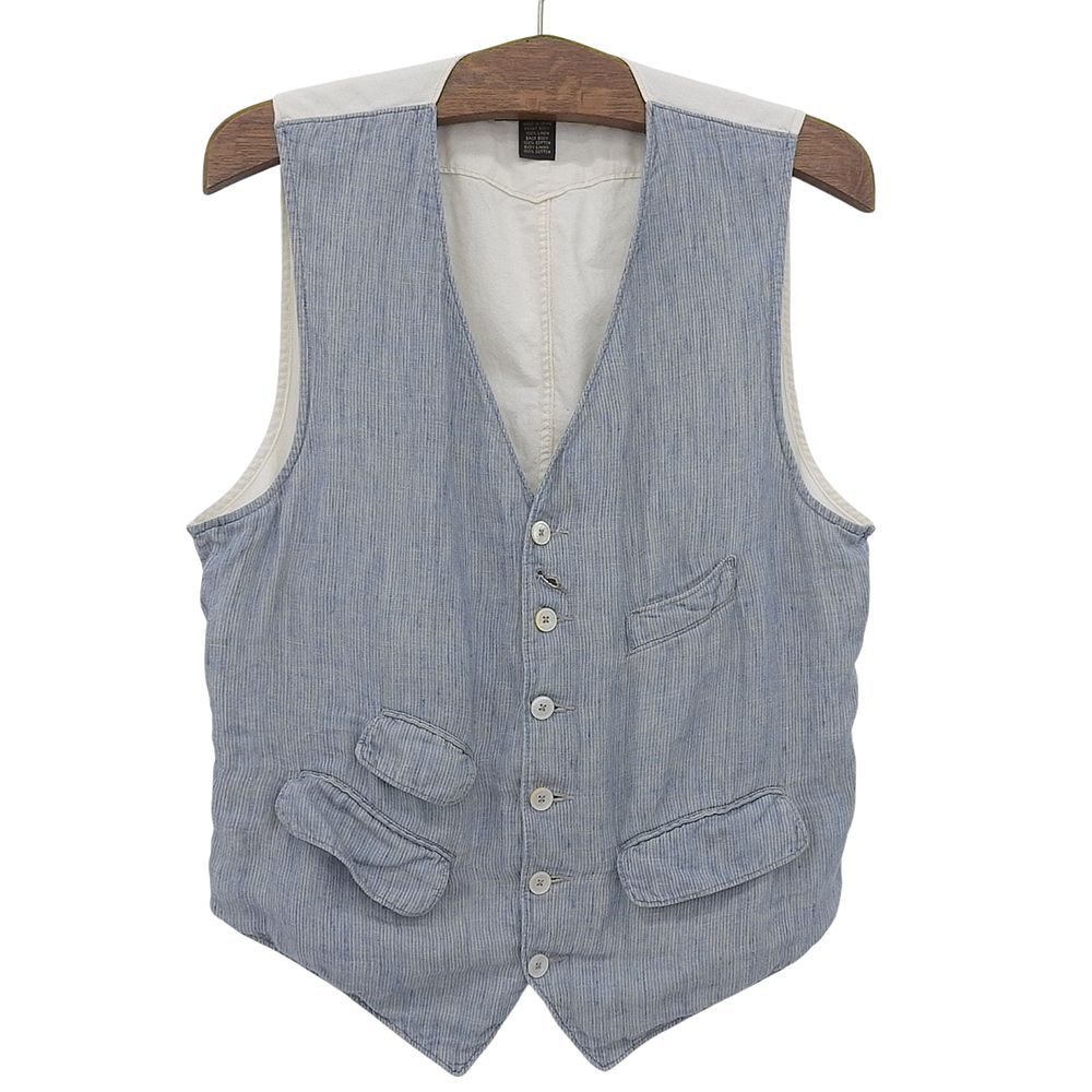 RRL ダブルアールエル インディゴ リネン ストライプ ワークベスト
