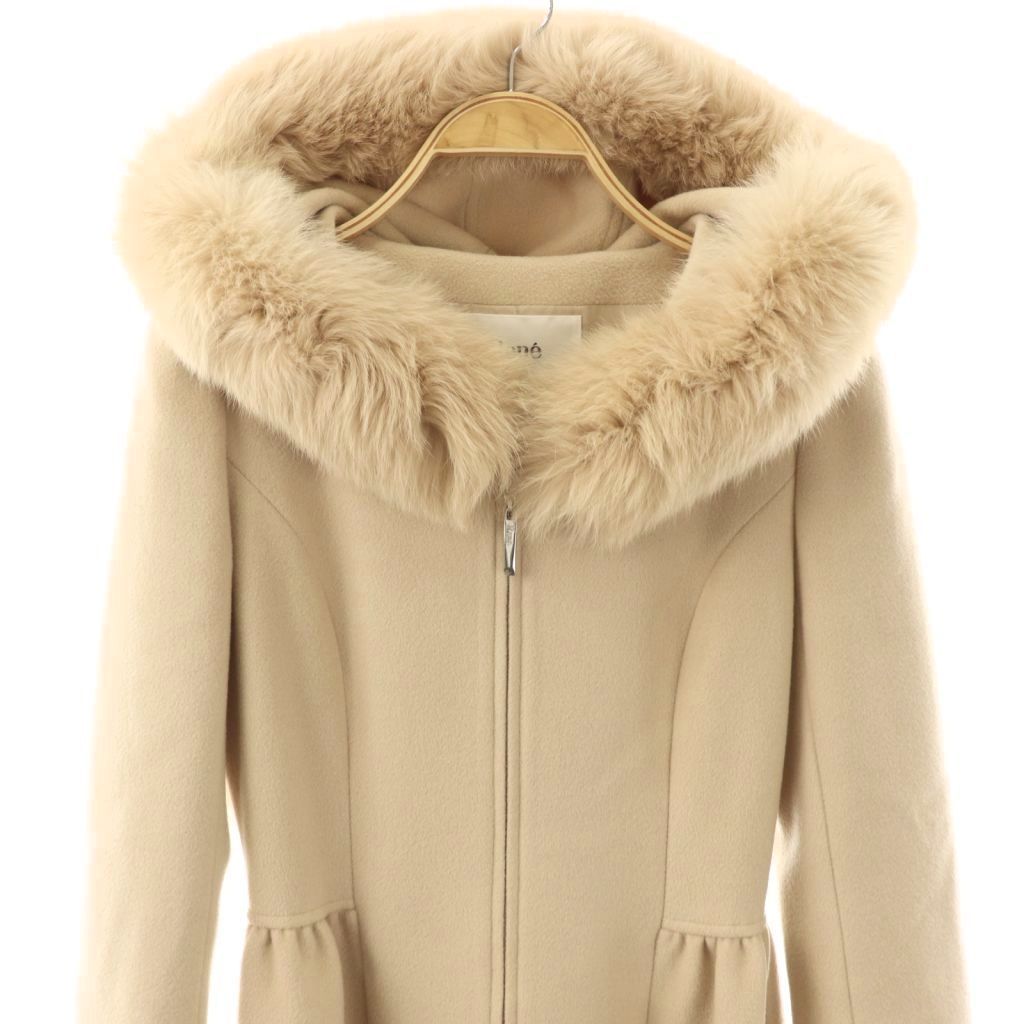 ルネ Rene ウール×アンゴラフォックスファーフード付きジップアップ