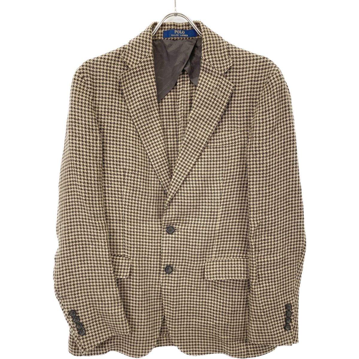 美品‼️Ralph Lauren リネン千鳥ジャケット/ハウンドトゥース ブラウン POLO RALPH LAUREN ポロ ラルフローレン 【美品】ハウンドトゥース