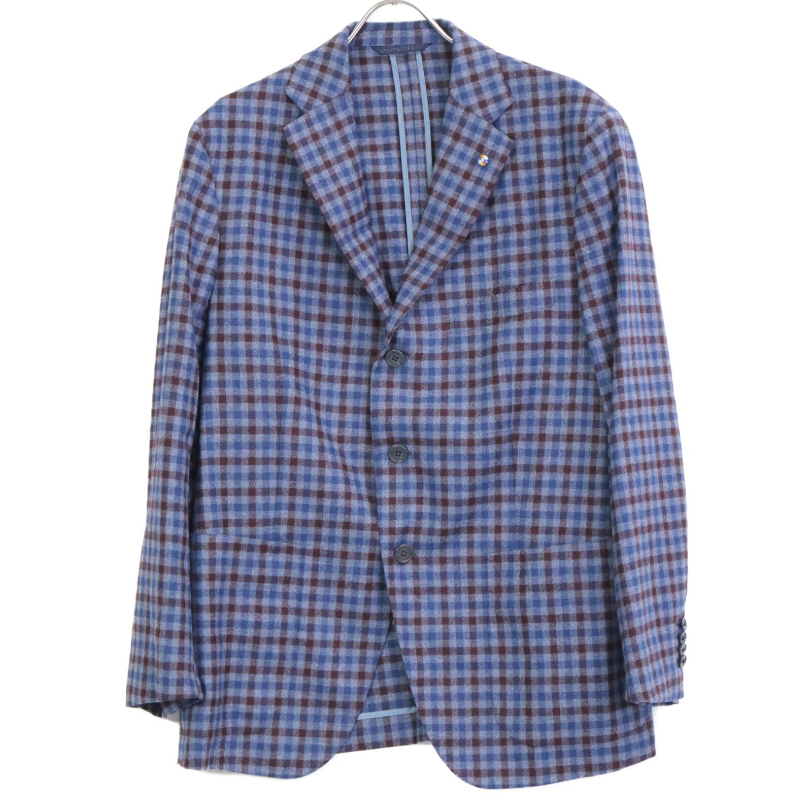 Belvest ベルベスト G10647 ﾌﾞﾙｰ×ﾌﾞﾗｳﾝ ｳｰﾙ ﾁｪｯｸ JACKET IN THE BOX 3B