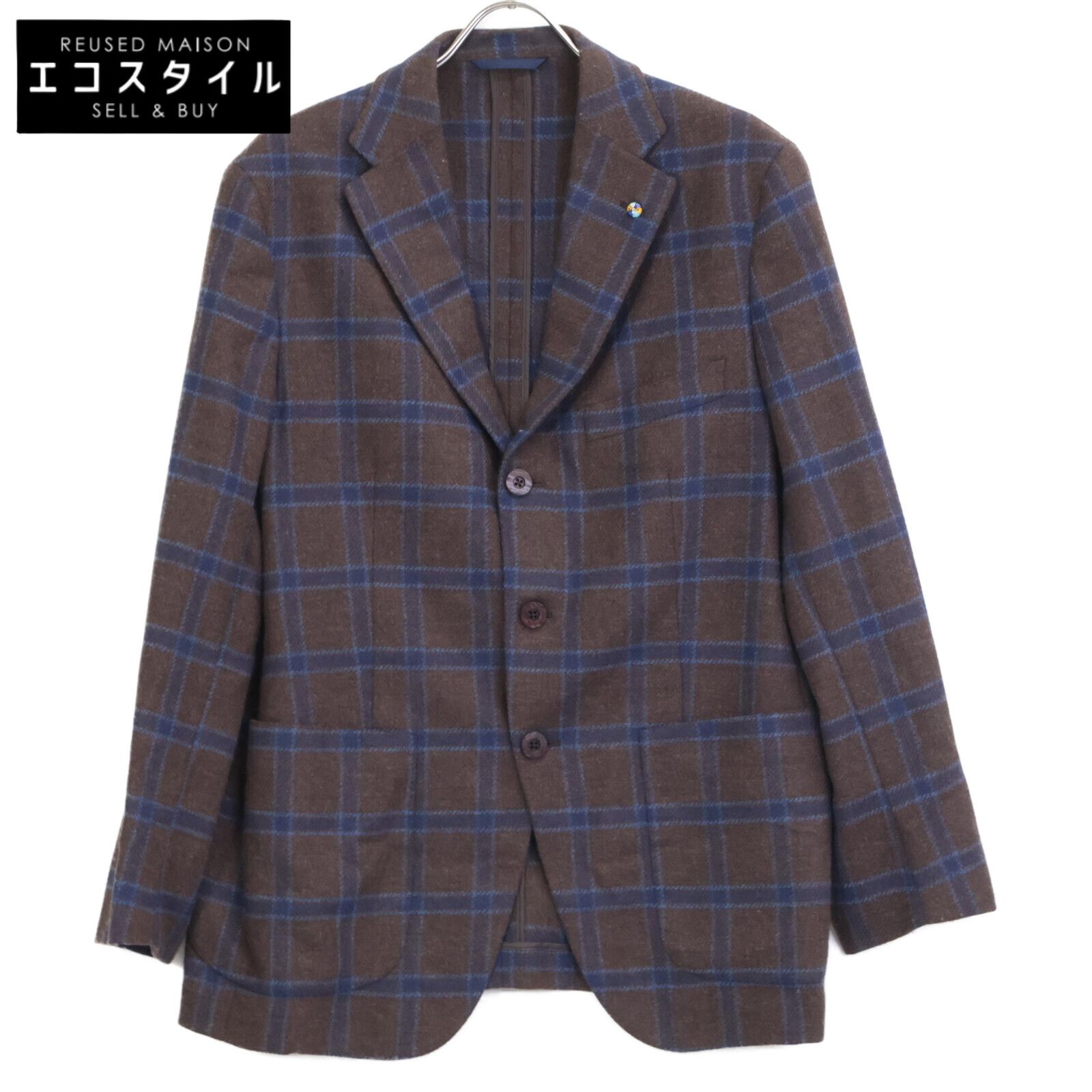 Belvest ベルベスト G10647 ﾌﾞﾙｰ×ﾌﾞﾗｳﾝ ｳｰﾙ ｶﾞﾝｸﾗﾌﾞﾁｪｯｸ JACKET IN THE