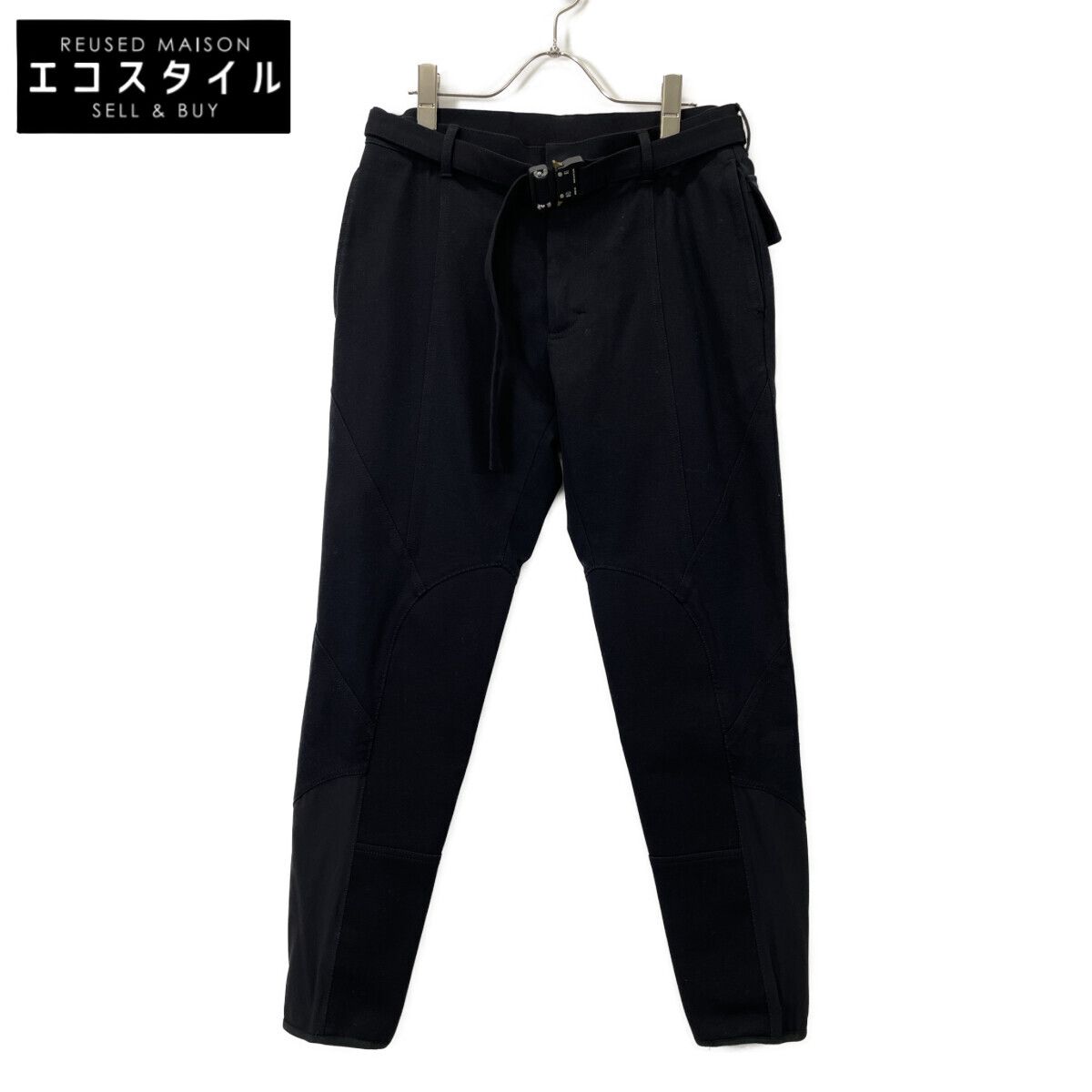 1017 ALYX 9SM アリクス ﾌﾞﾗｯｸ 切り返し ｺｰｽﾀｰﾊﾞｯｸﾙﾍﾞﾙﾄ ｽﾄﾚｰﾄﾊﾟﾝﾂ 44