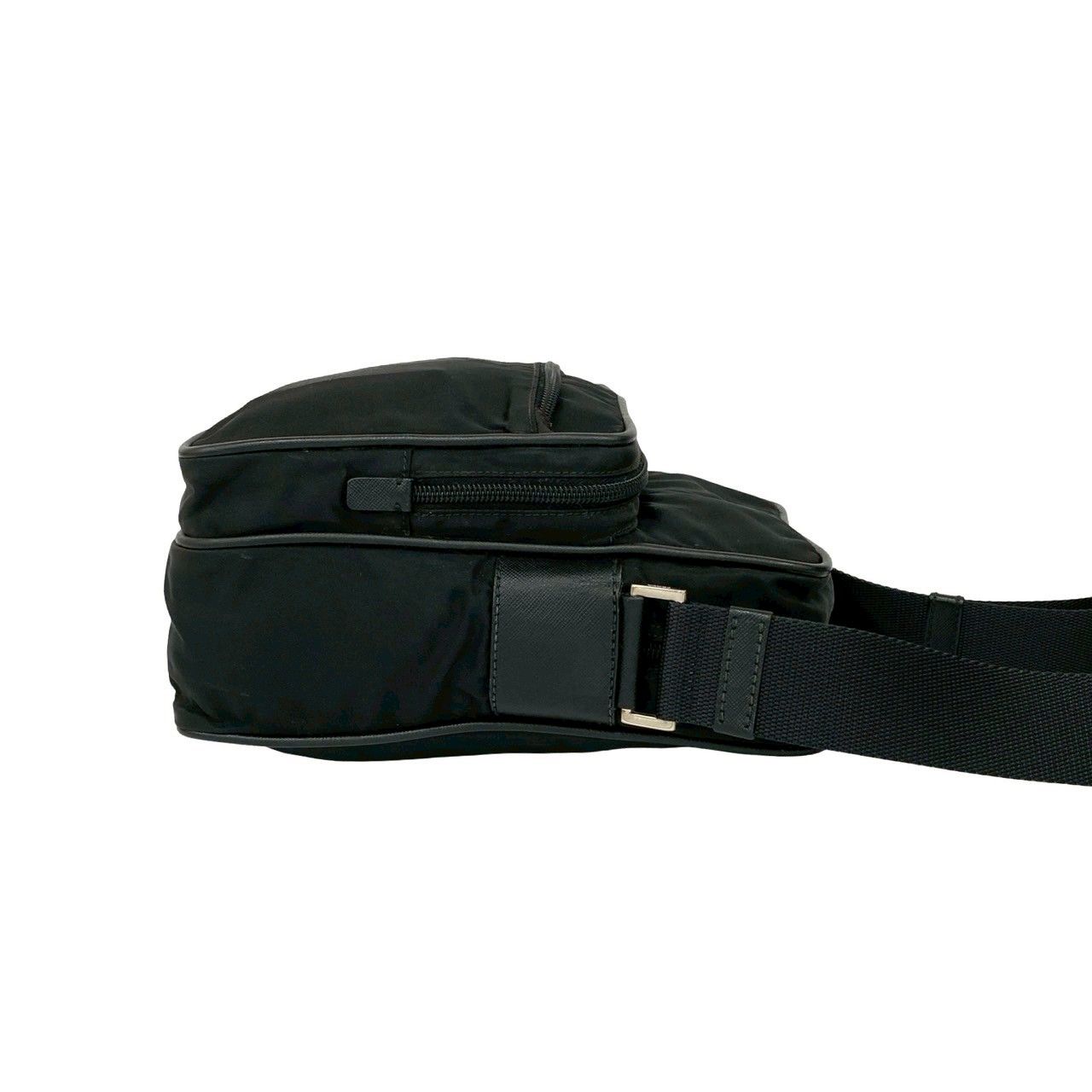 極 美品 袋付き PRADA プラダ 三角ロゴ 金具 ナイロン サフィアーノ