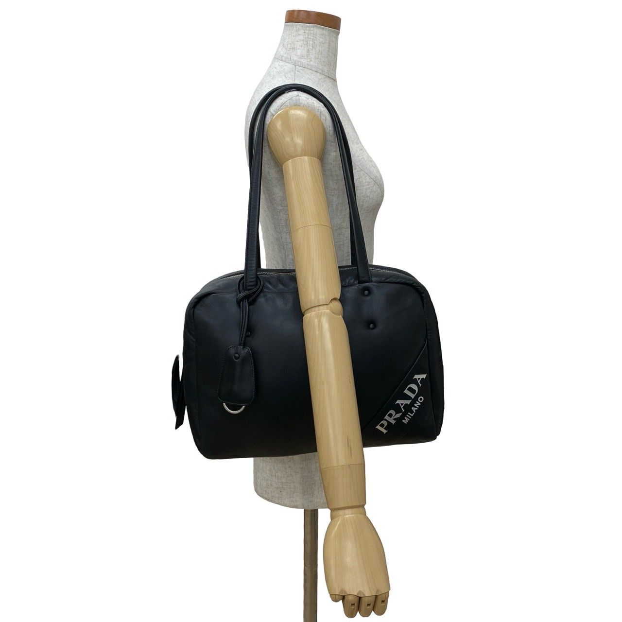 極 美品 希少品 PRADA プラダ ロゴ レザー 本革 トートバッグ セミ
