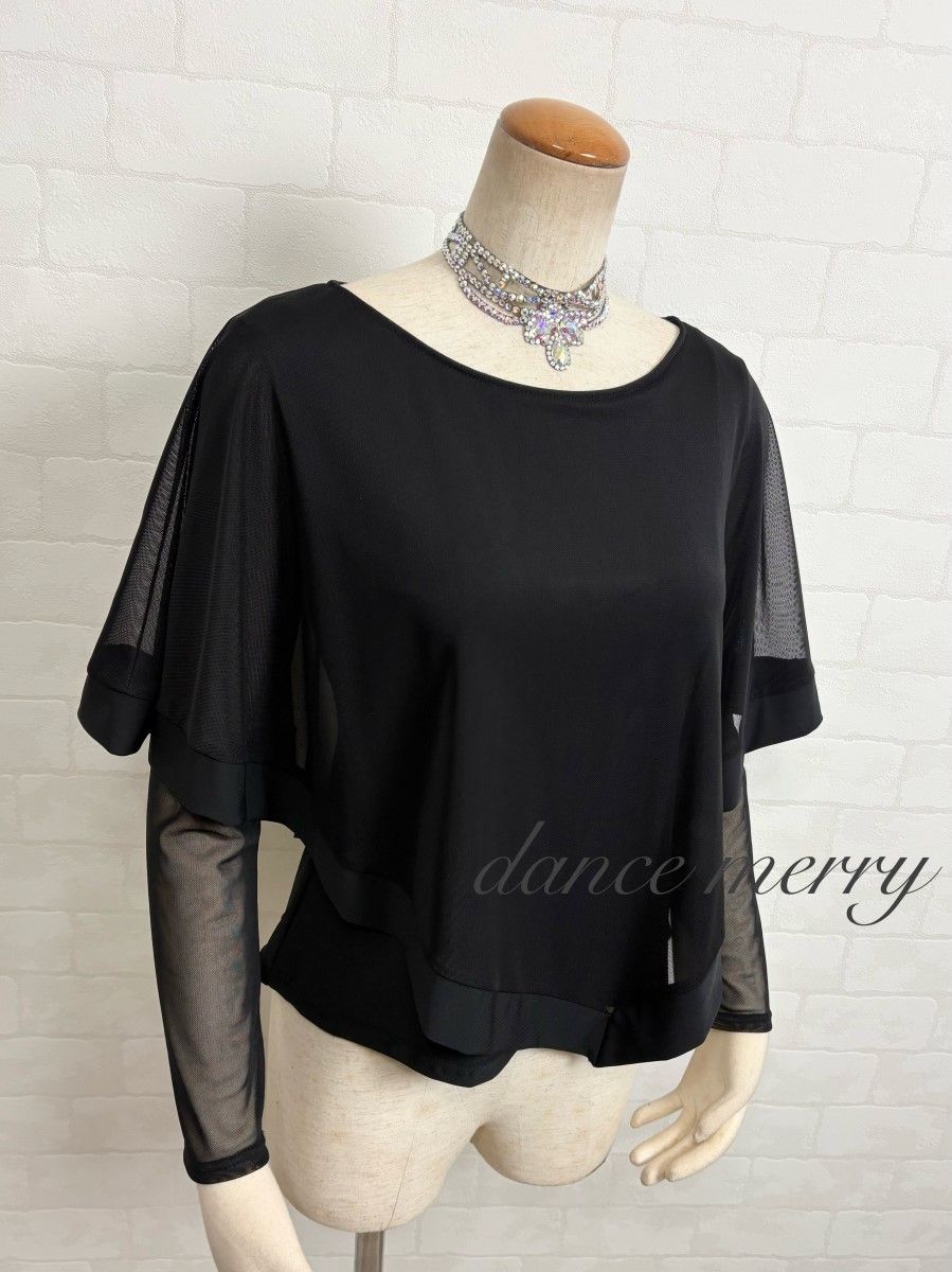 新品 Lサイズ 社交ダンス 黒 トップス ステージ ワルツ パソ 2241