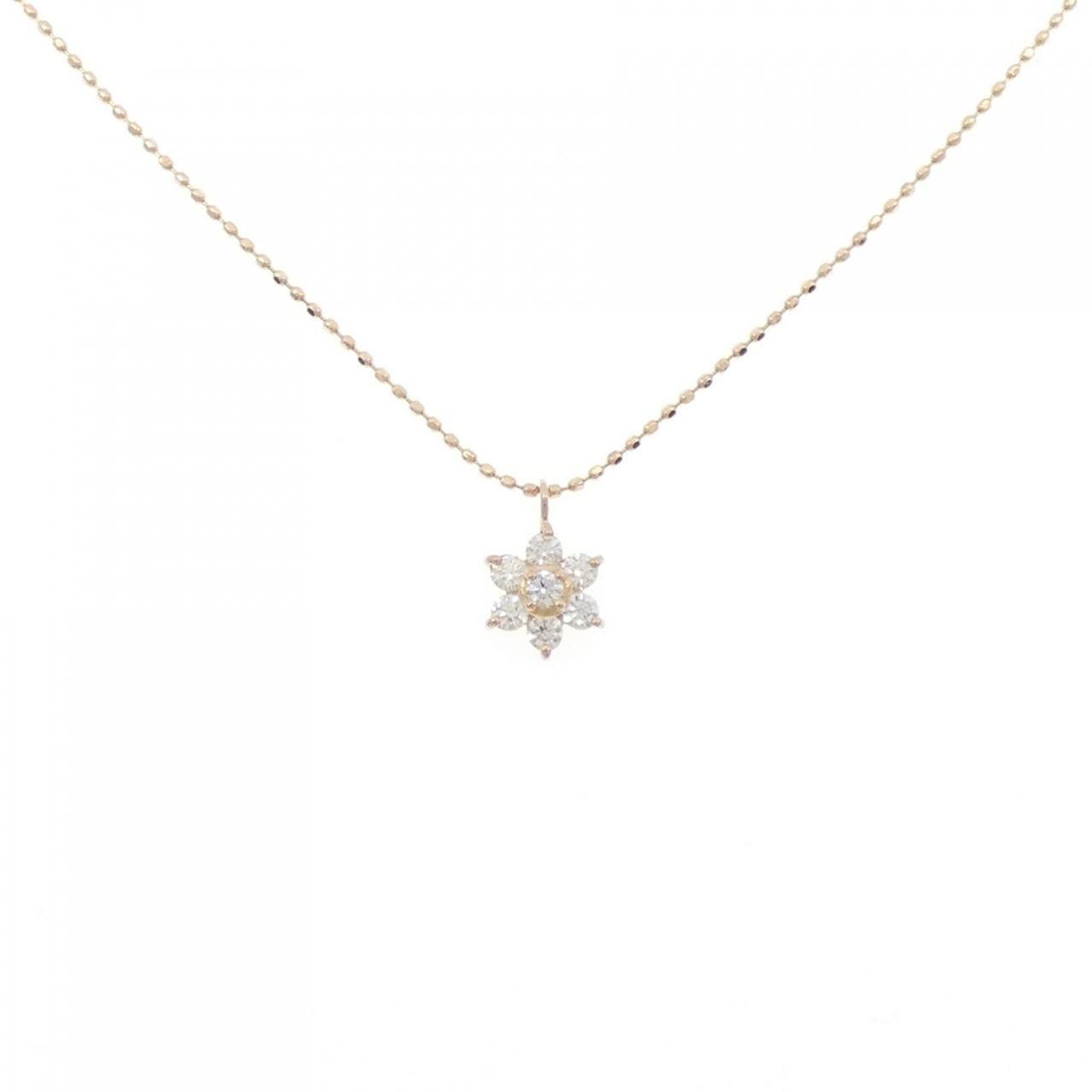 K18YG フラワー ダイヤモンド ネックレス 0.20CT - メルカリ