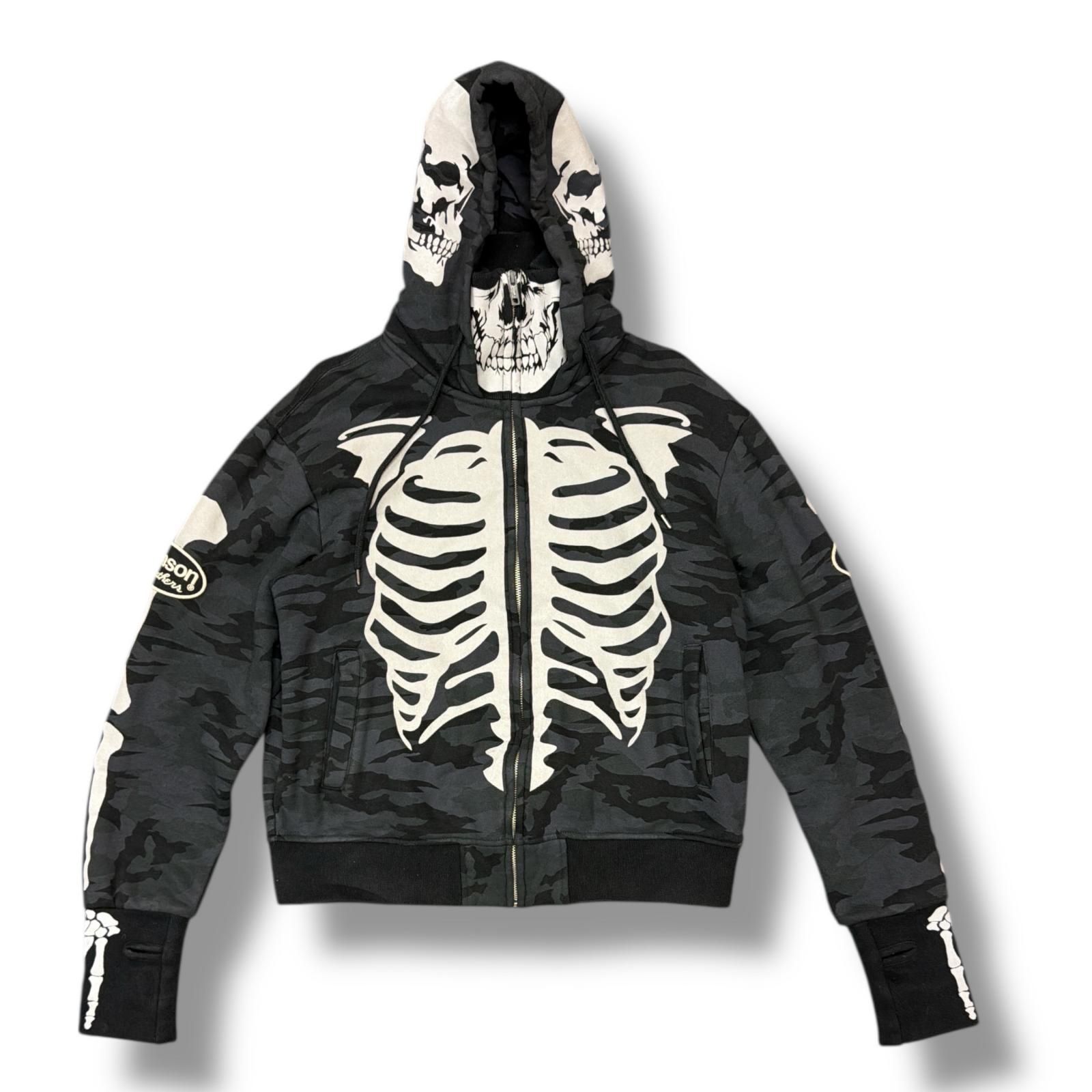 VANSON スカルボーンリフレクタースウェットフーディー パーカー