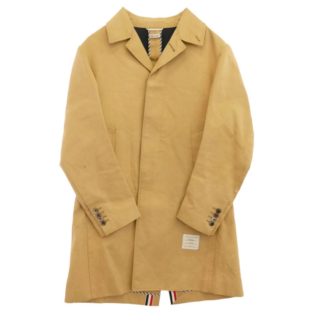 【美品】トムブラウン バルカラーコート トリコロール ベージュ S 定価34万 THOM BROWNE トムブラウン コットン トリコロール バルカラー コート