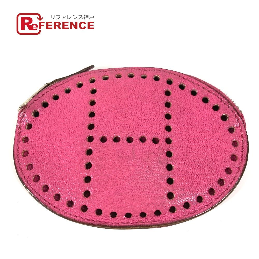 HERMES エルメス コインケース エブリン ロゴ シェーブル ピンク