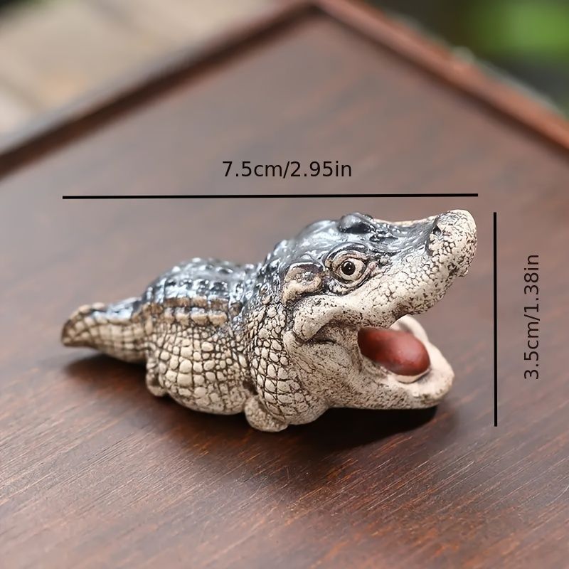 置物 オブジェ ガーデンオーナメント 口開けているワニ わに