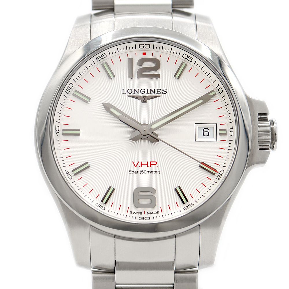 【美品】ロンジン　腕時計　デイト　ユニセックス　コンクエスト　新品電池交換済み 電池交換済 LONGINES ロンジン コンクエスト VHP L3.716.2 デイト 50m