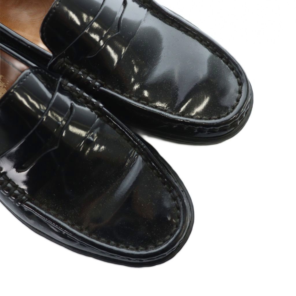 トッズ TOD'S ローファー モカシン エナメル ロゴ 35 22cm 黒 ブラック