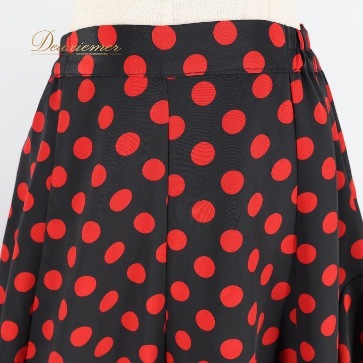 フラメンコ 衣装 ファルダ スカート 黒 赤 水玉 ドット フリル ポップ