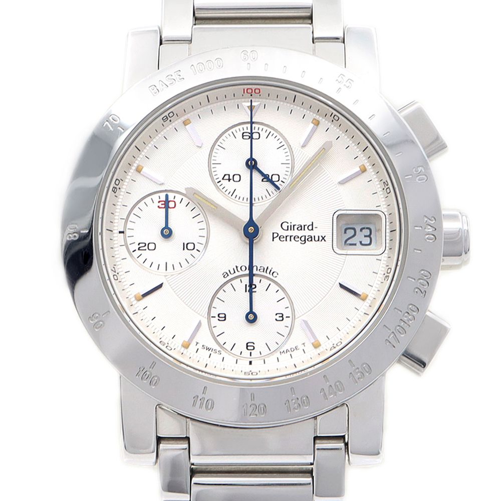 GIRARD PERREGAUX ジラールペルゴ GP7500 クロノグラフ 7500 30ｍ防水 デイト シルバー SS ステンレス メンズ 自動巻き【6ヶ月保証】【腕時計】【中古】 GIRARD PERREGAUX ジラールペルゴ GP7500 クロノグラフ 7500 30m防水