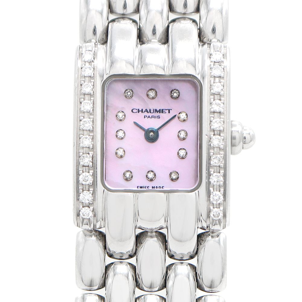 電池交換済 CHAUMET ショーメ ケイシス ダイヤベゼル 12Pダイヤ ピンク